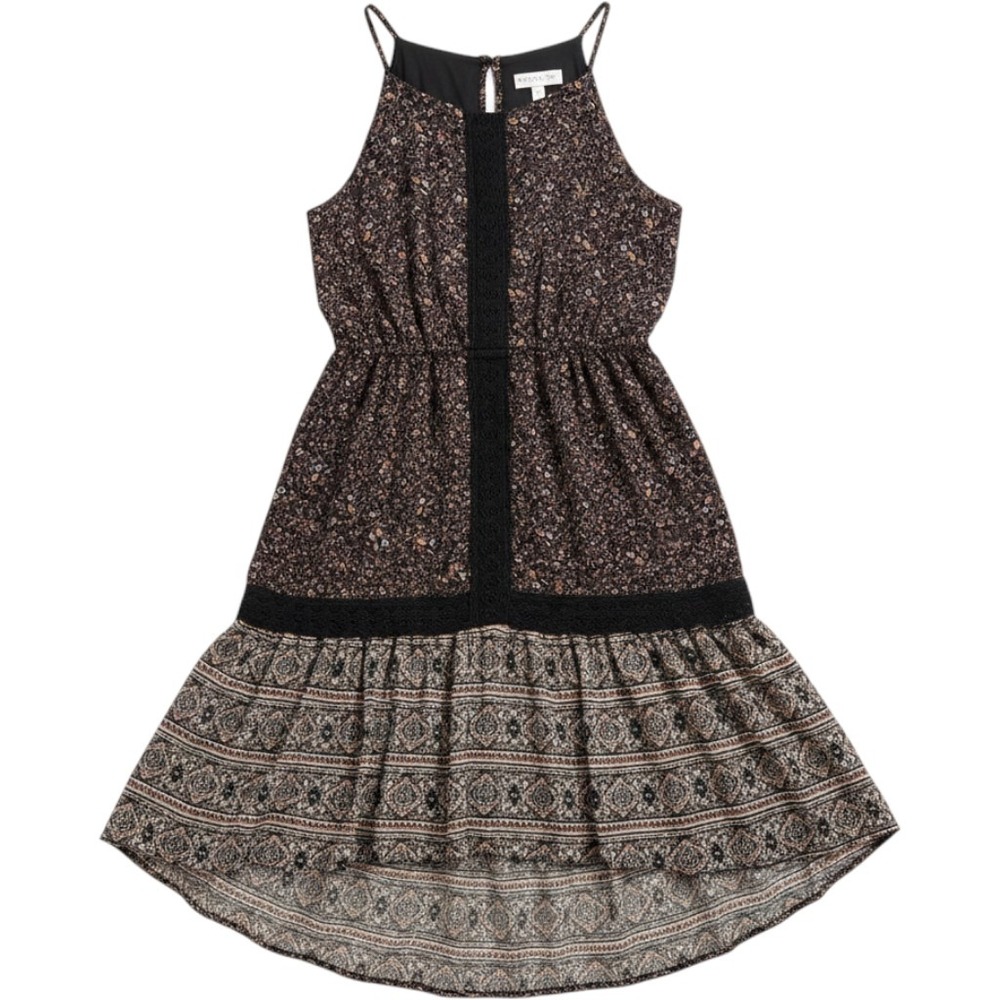 Knox Rose Womens XL Boho‎ Paisley Floral Sleeveless High Low Dress Gothic Hippie